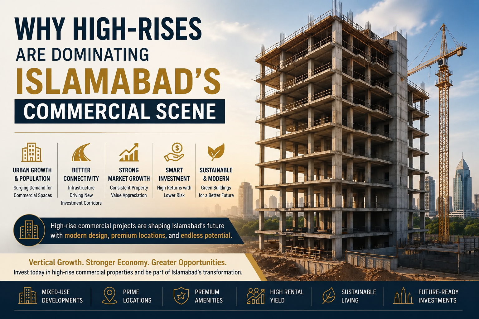 High-rise commercial building construction in Islamabad